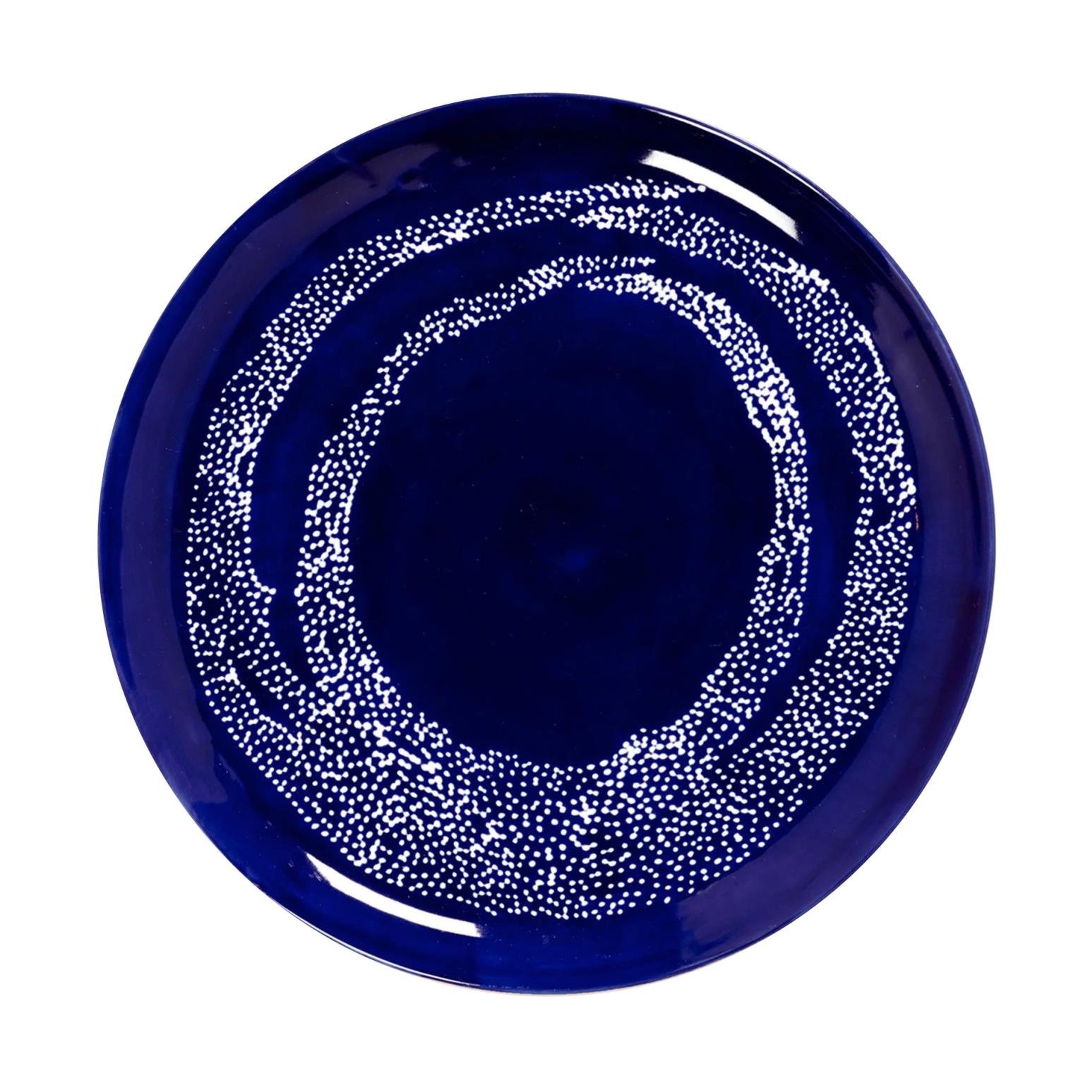 Ottolenghi Feast Plate L Lapis Lazuli Swirl Dots White Set Of 2